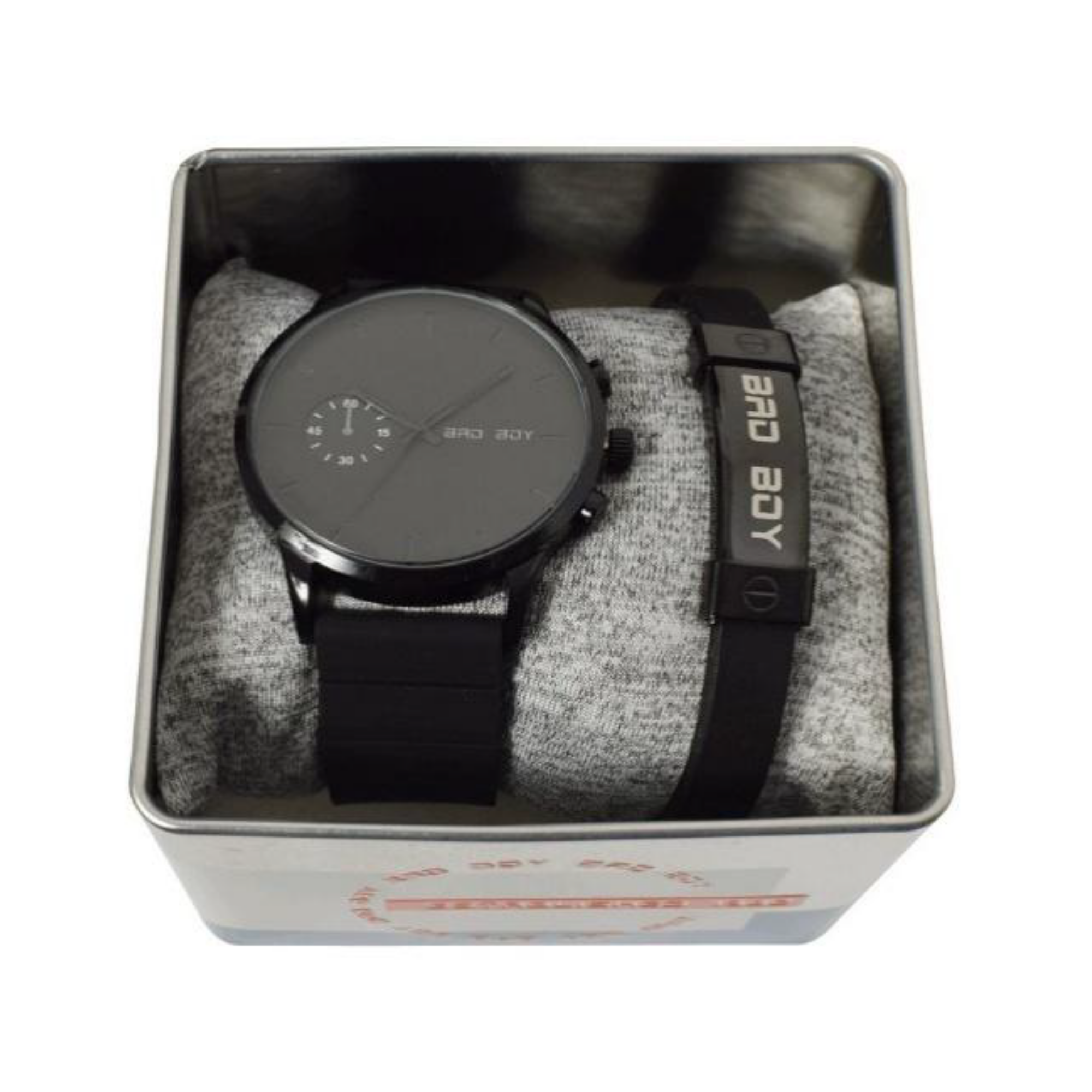 BADBOY Mens Watch & Bracelet Gift Set - Black