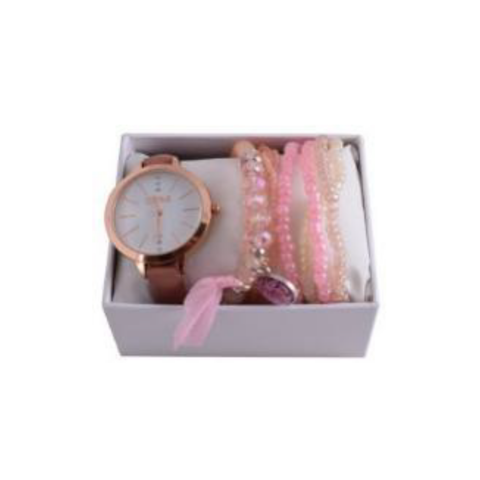 DIGITIME Watch & Bracelet Gift Set (Gold/ Tan/ Pink)
