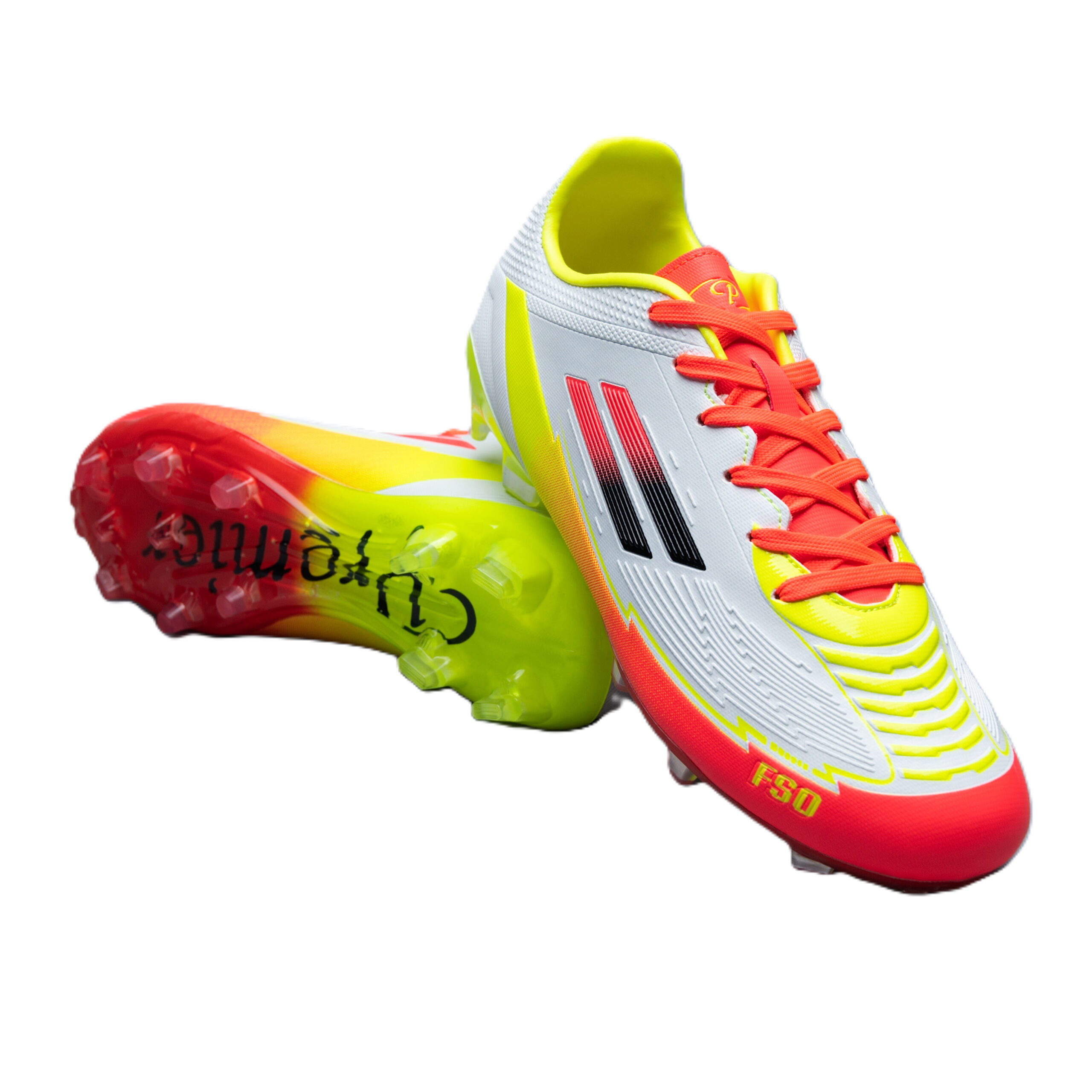 Mens FSO White-Yellow-Orange Soccer Boot - Image 2