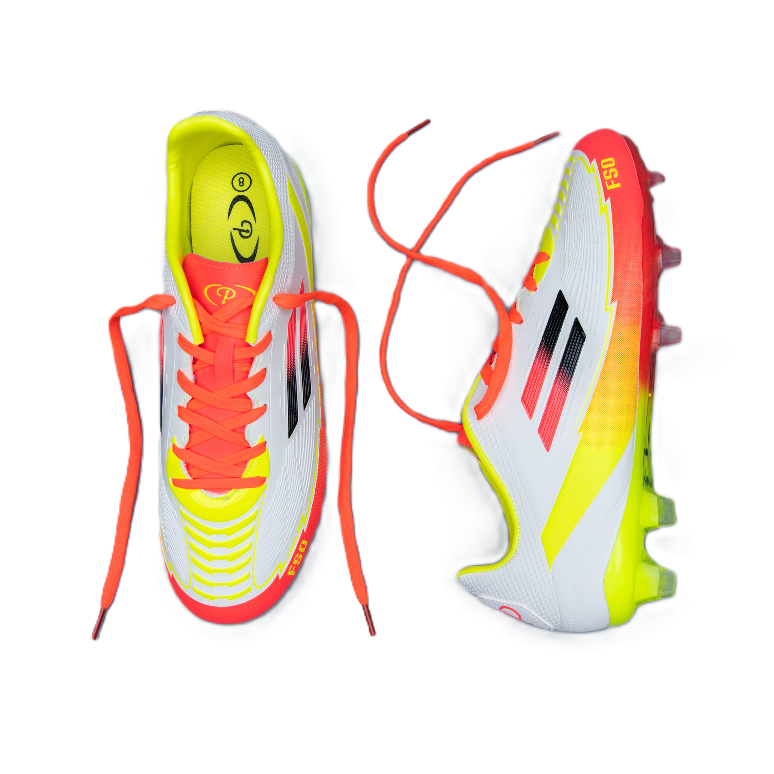 Mens FSO White-Yellow-Orange Soccer Boot - Image 3