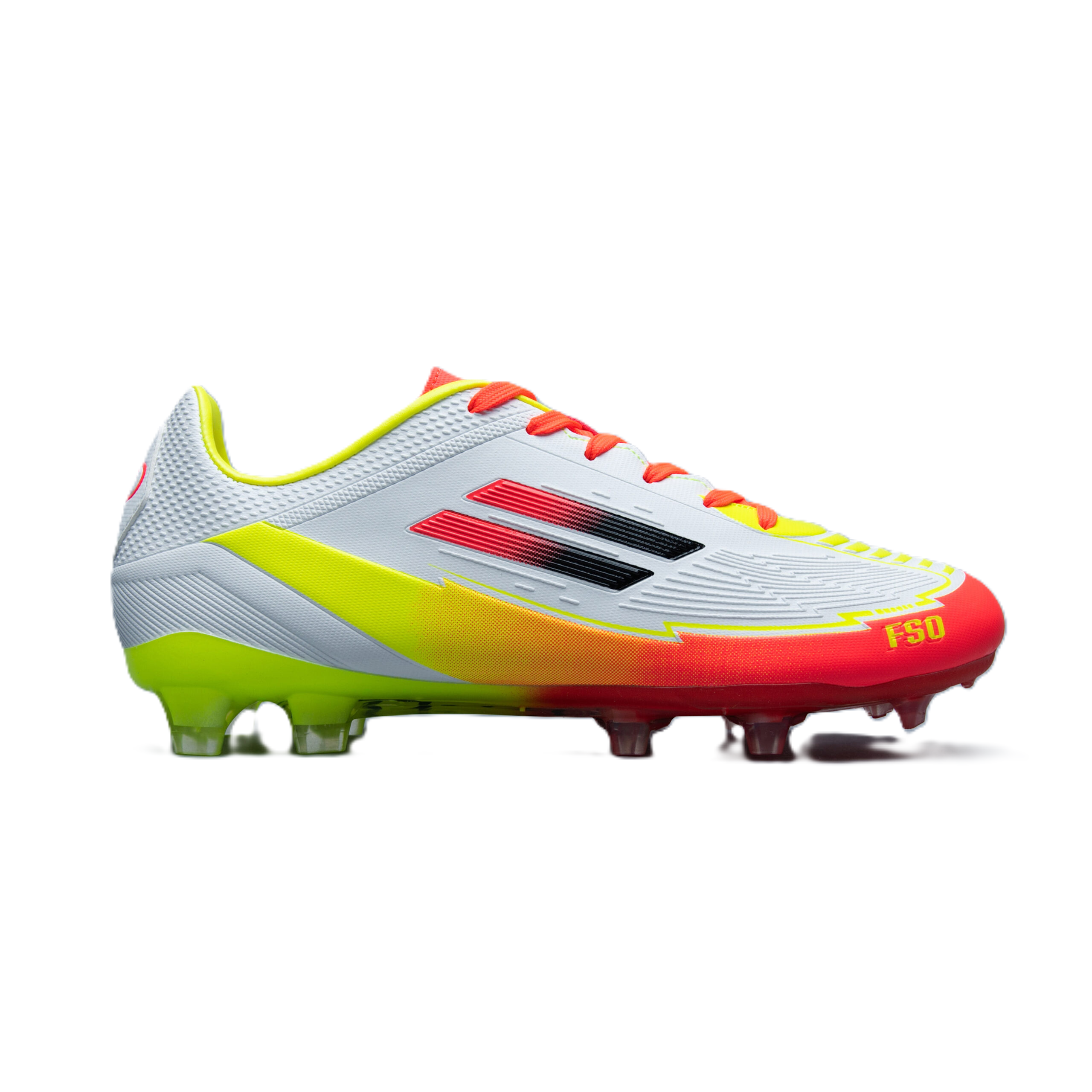 Mens FSO White-Yellow-Orange Soccer Boot - Image 5