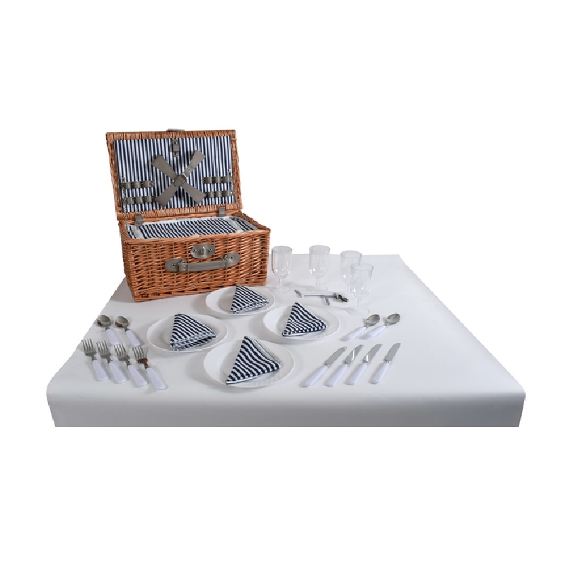 4-Person Wicker Picnic Basket - Image 2