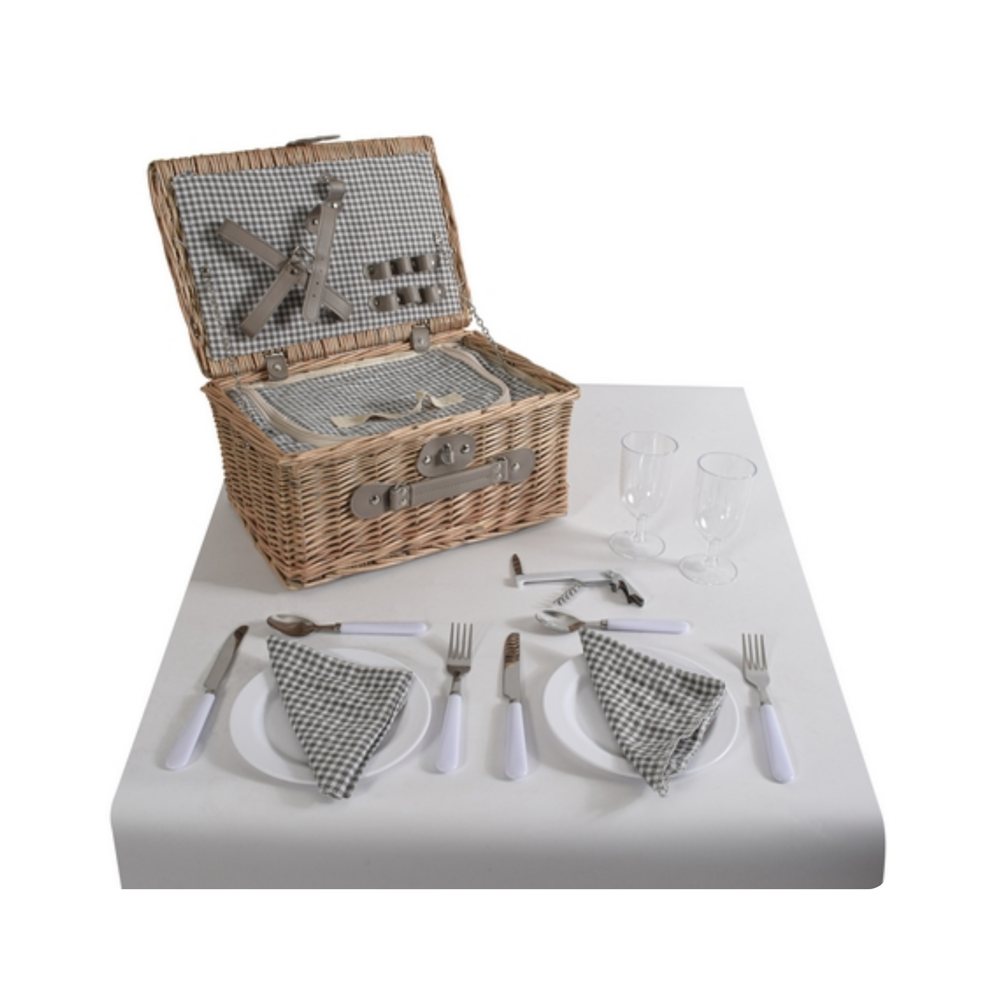2-Person Wicker Picnic Basket - Image 2
