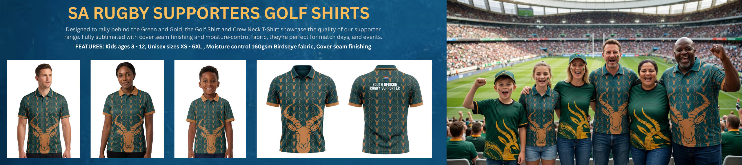 SA RUGBY SUPPORTER GOLF SHIRTS